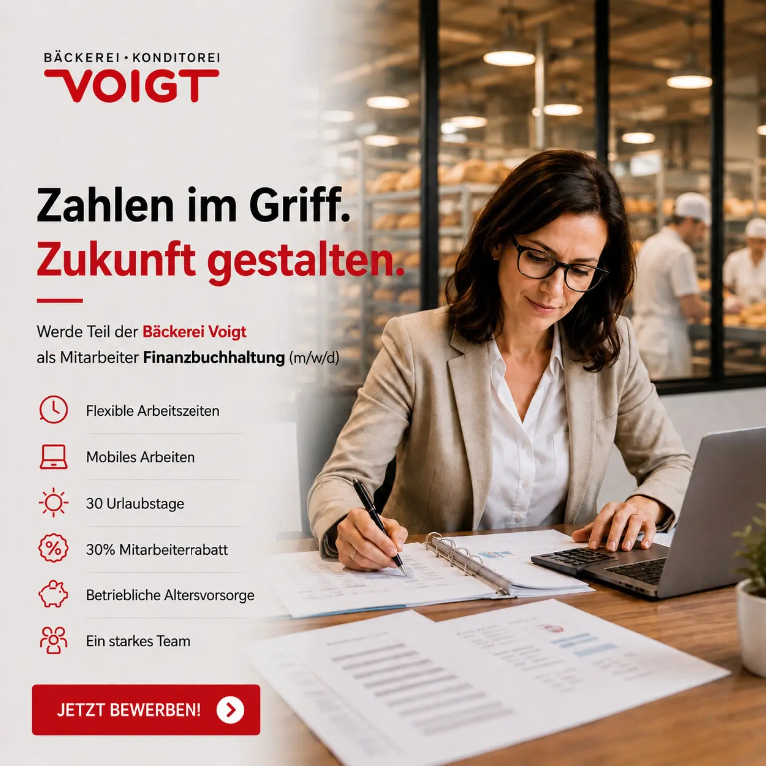 Voigt Werbeanzeige für Mitarbeiterinnen und Mitarbeiter in der Finanzbuchhaltung