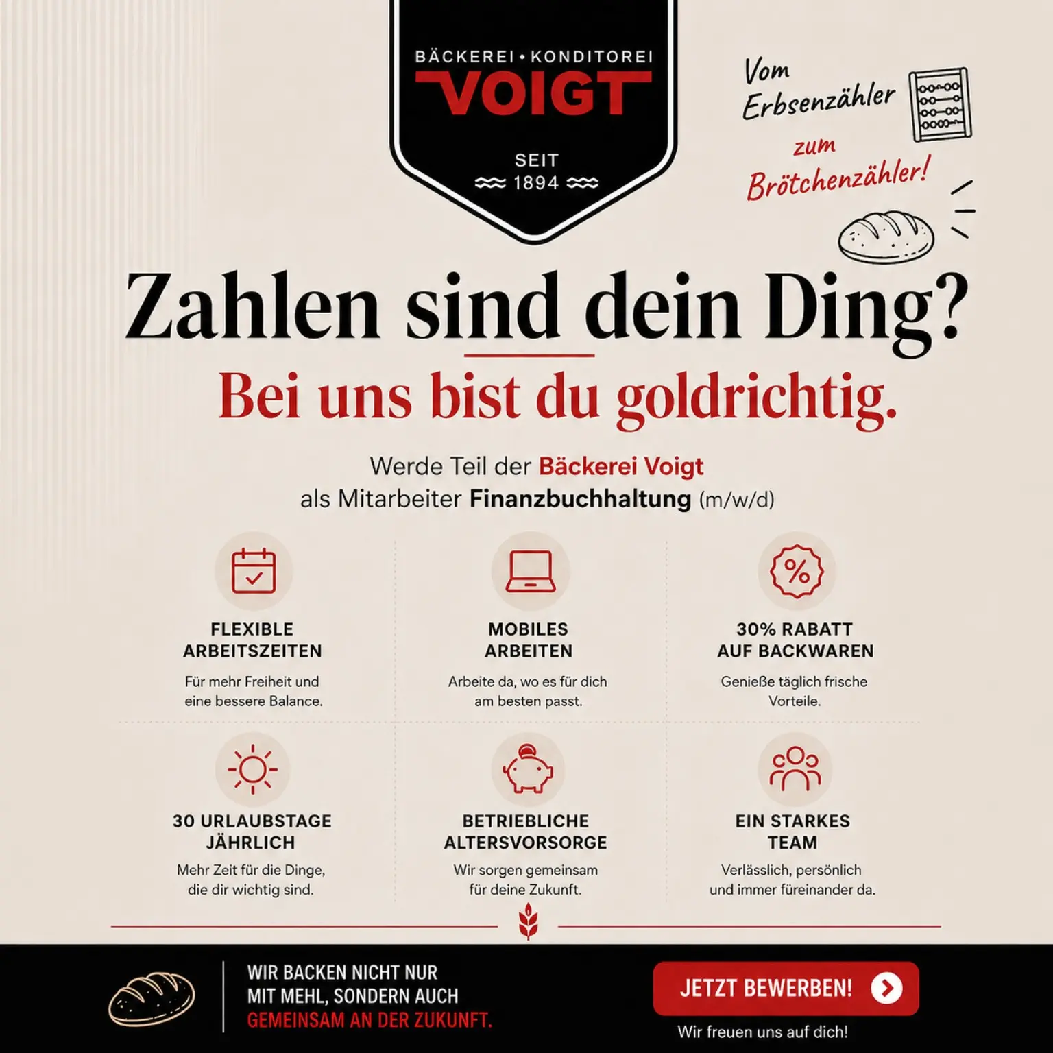 Voigt Werbeanzeige für Finanzbuchhaltung mit der Botschaft Zahlen sind dein Ding