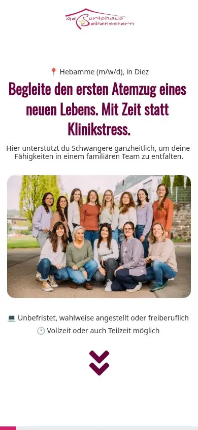 Cookie-freie mobile Ansicht der Jobseite Hebamme & Geburtshilfe