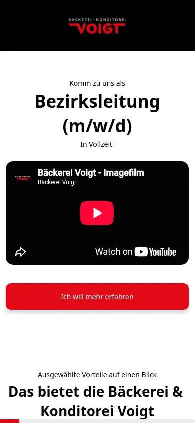 Cookie-freie mobile Ansicht der Jobseite Bezirksleitung