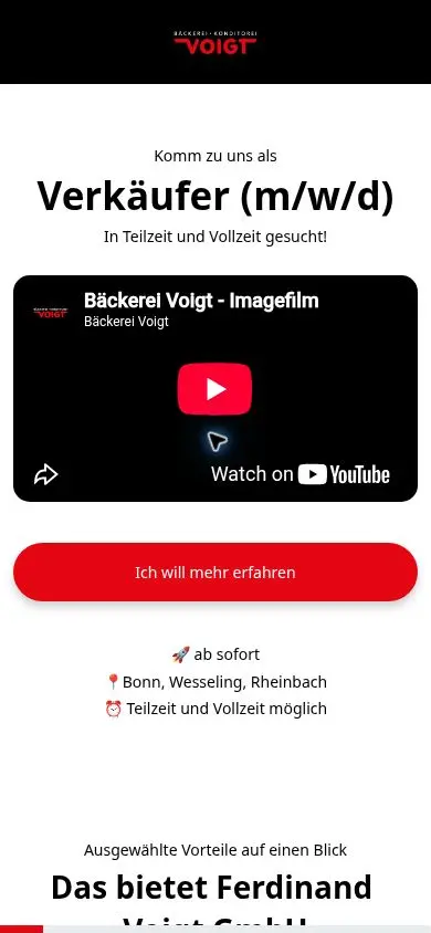 Cookie-freie mobile Ansicht der Jobseite Verkauf