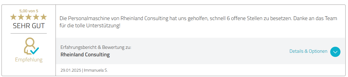 5-Sterne-Bewertung von Immanuela S. vom 29. Januar 2025